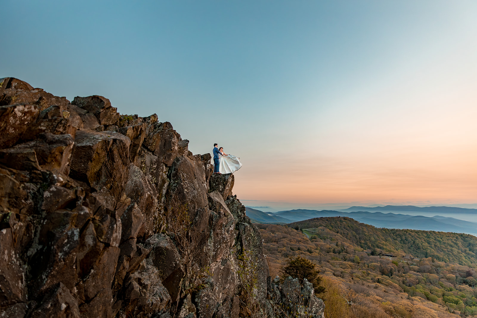 Post-wedding photos of Phillip and Reanna at Little Stony Man Summit in Shenandoah National Park