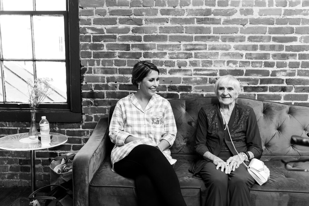 Getting ready at The Woolen Mill Fredericksburg wedding