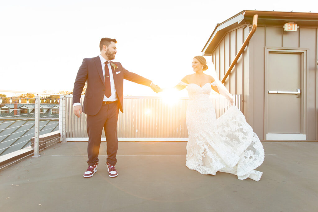Rooftop sunset portraits at The Woolen Mill