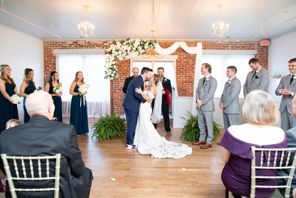 Indoor ceremony at The Woolen Mill Fredericksburg VA