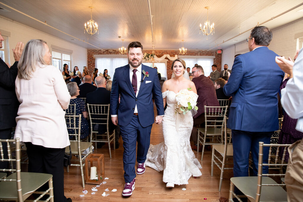 Indoor ceremony at The Woolen Mill Fredericksburg VA