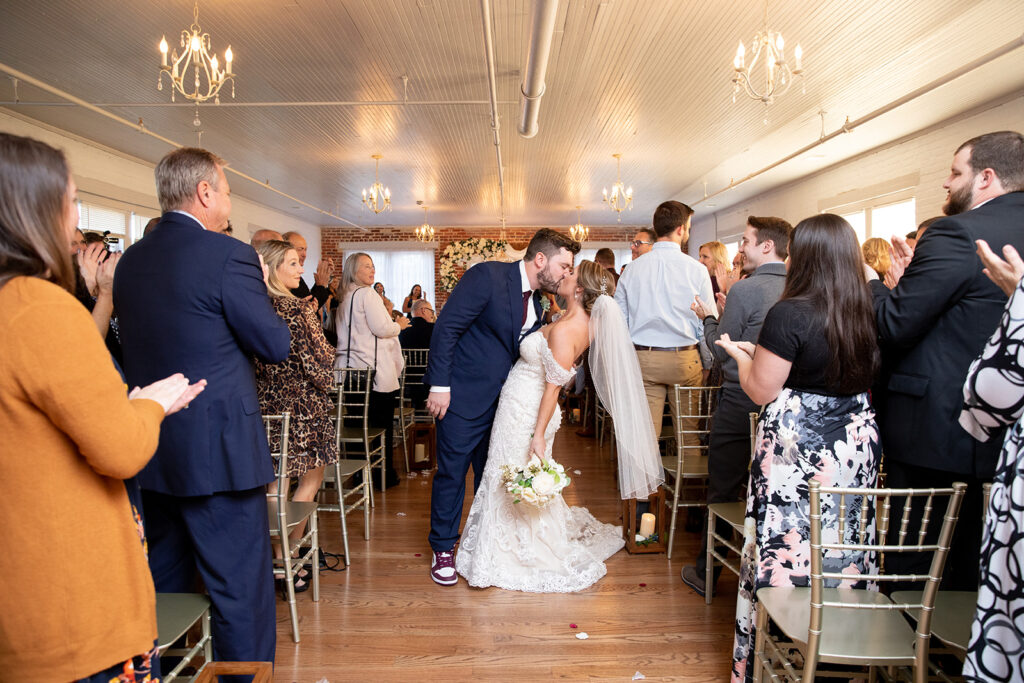 Indoor ceremony at The Woolen Mill Fredericksburg VA
